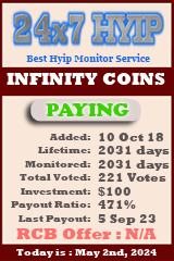 infinitycoins details image on 24x7 Hyip